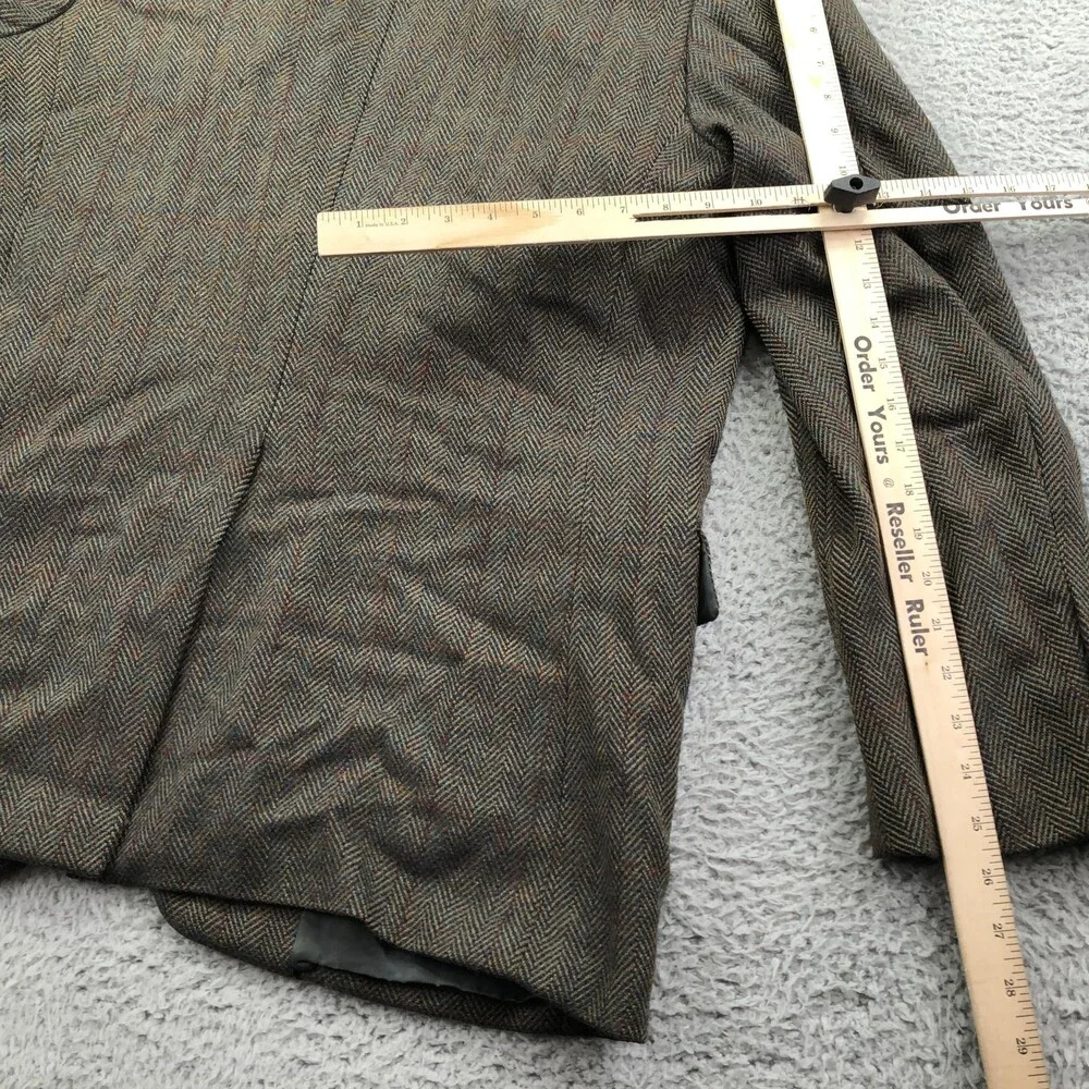 Vintage Hickey Freeman Blazer Mens 44L Brown Wool Tweed Boardroom Jacket